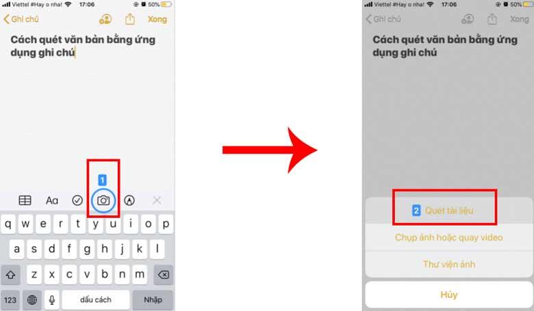 Cách scan trên iPhone bằng Ghi Chú: Bước 1